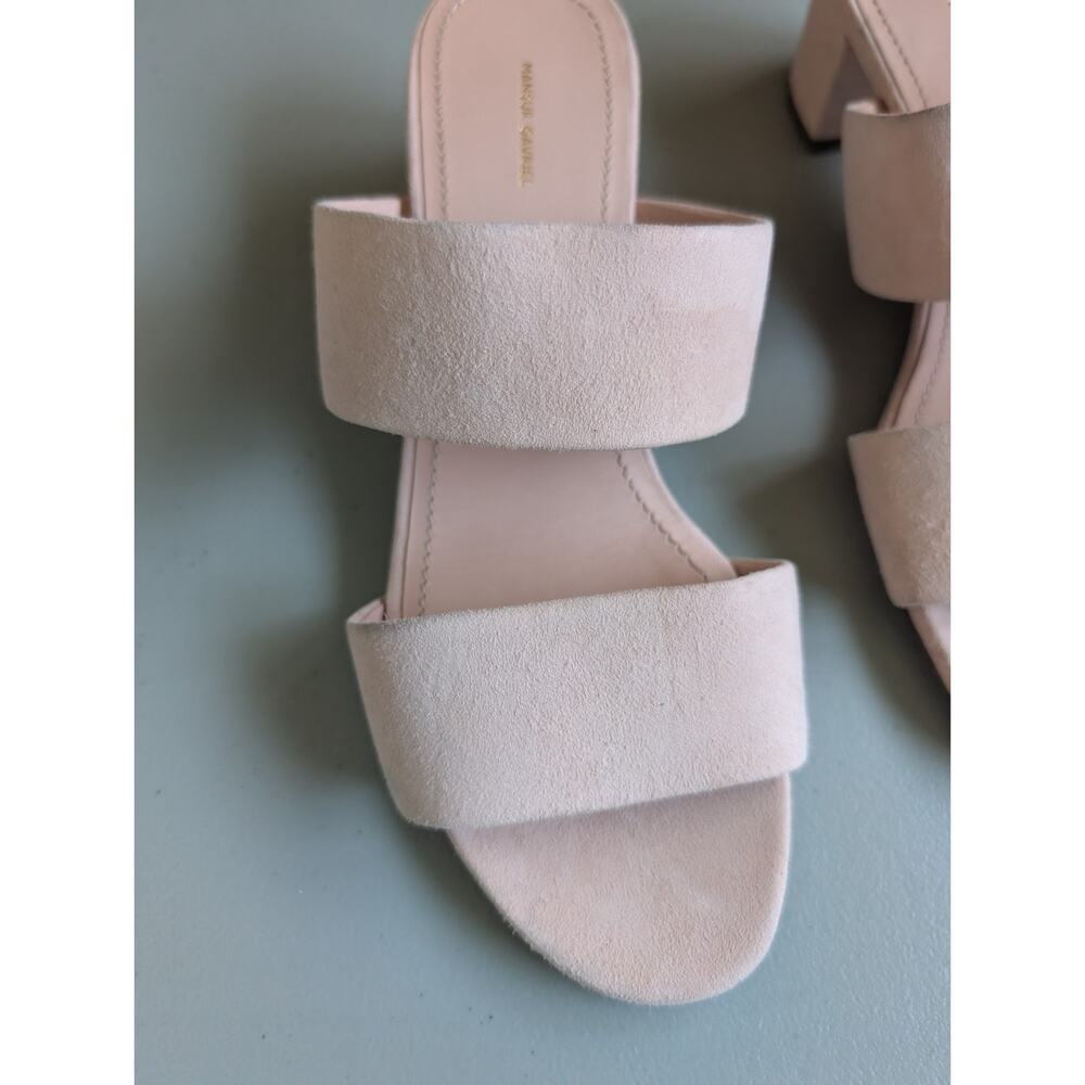 Defect New Mansur Gavriel Suede Double Strap 40mm Sandal Size 37.5 Light Pink - Picture 3 of 11